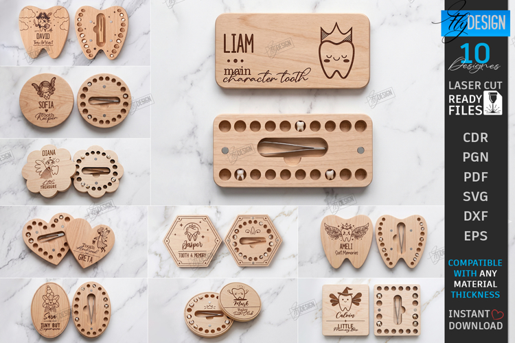 Baby Tooth Boxes Laser Cut Bundle | First Tooth | Keepsake