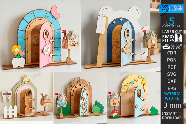 Tooth Fairy Doors Laser Cut Bundle | Kids Bedroom Decor SVG