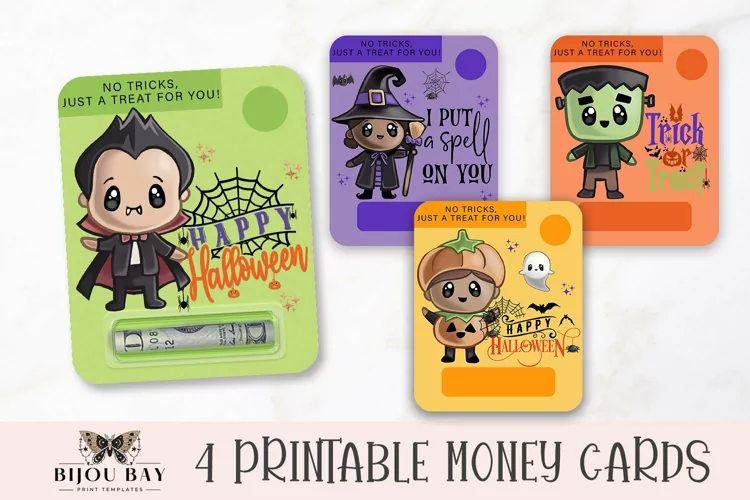 Halloween Printable Money Cards| 4 Designs | 300dpi