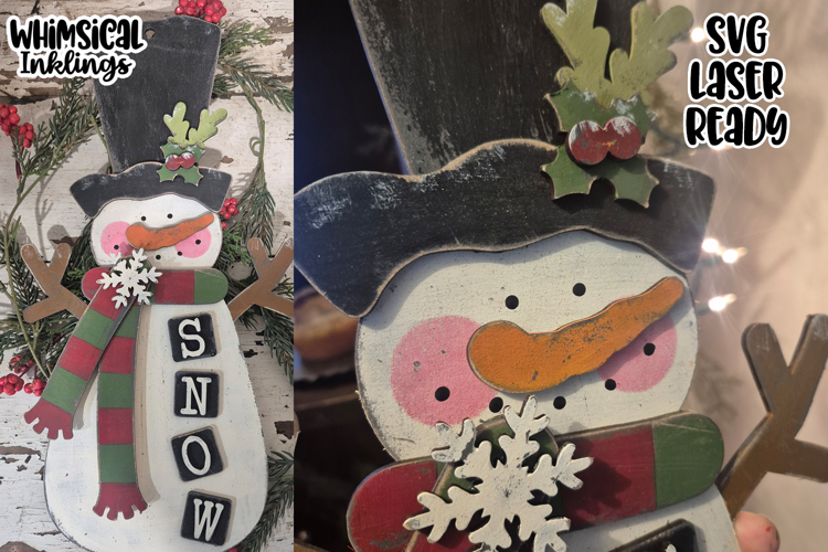 Top Hat Prim Snowman Sign Laser SVG