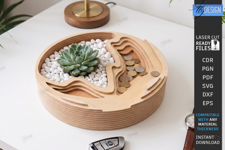 Layered Topographic Catchall Tray Laser Cut | Valet Tray SVG
