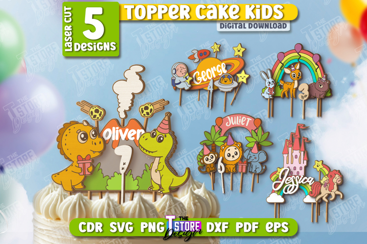 Custom Kids Cake Topper Laser Cut Bundle,Birthday Cake Decor