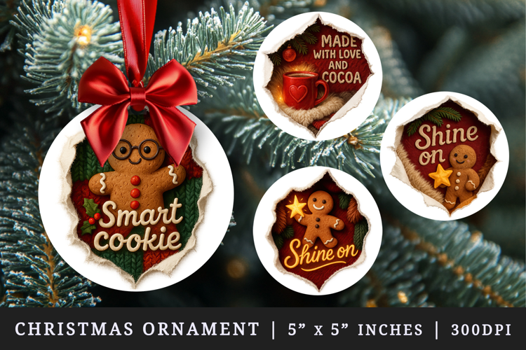 Torn Fabric Tear Christmas round ornaments sublimation