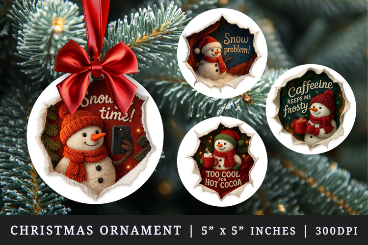 Torn Fabric Tear Christmas round ornaments sublimation