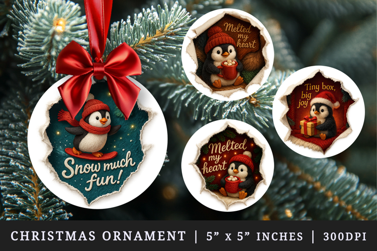 Torn Fabric Tear Christmas round ornaments sublimation