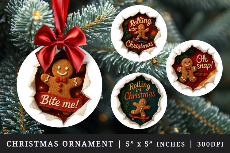 Torn Fabric Tear Christmas round ornaments sublimation