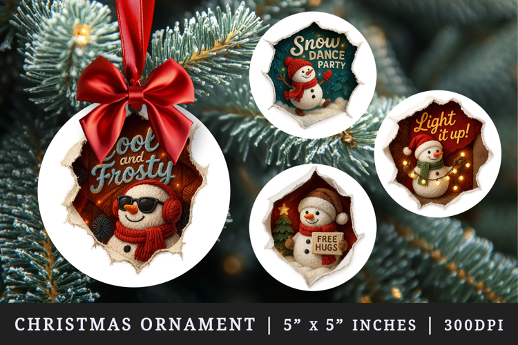 Torn Fabric Tear Christmas round ornaments sublimation