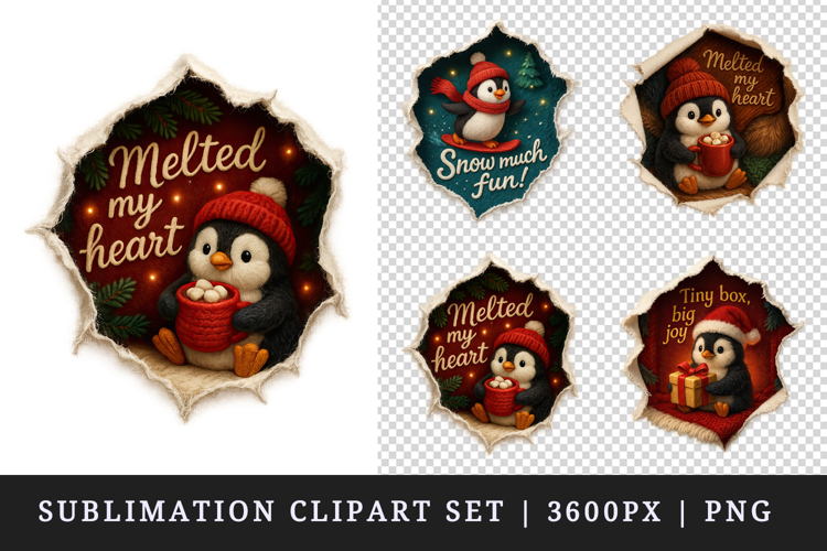 Torn Fabric Tear Christmas clipart sublimation design png