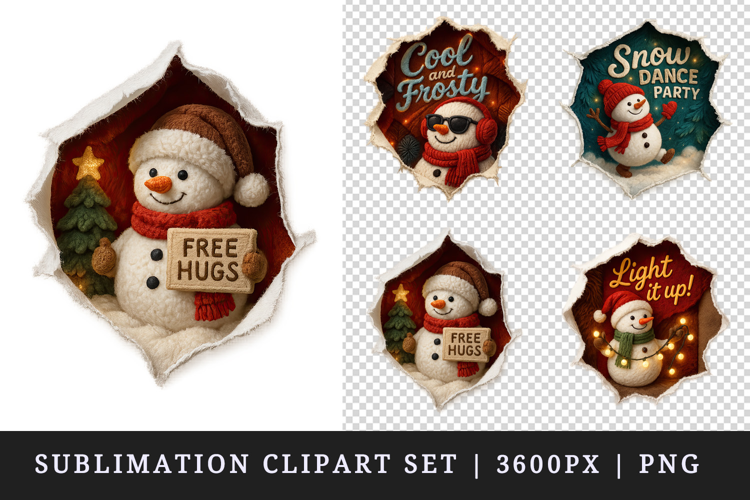 Torn Fabric Tear Christmas clipart sublimation design png