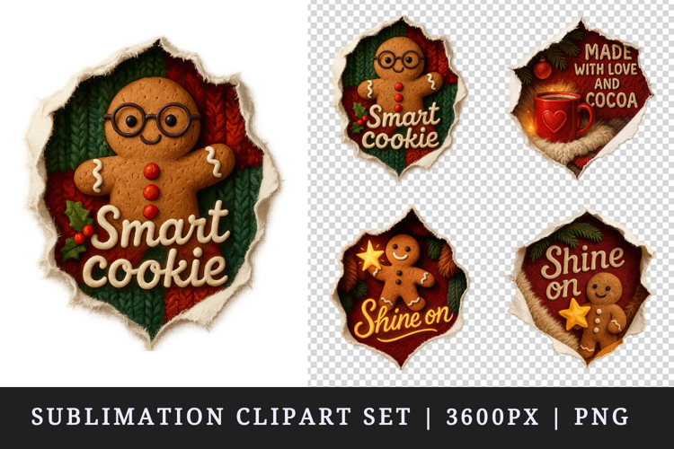 Torn Fabric Tear Christmas clipart sublimation design png