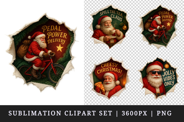 Torn Fabric Tear Christmas clipart sublimation design png