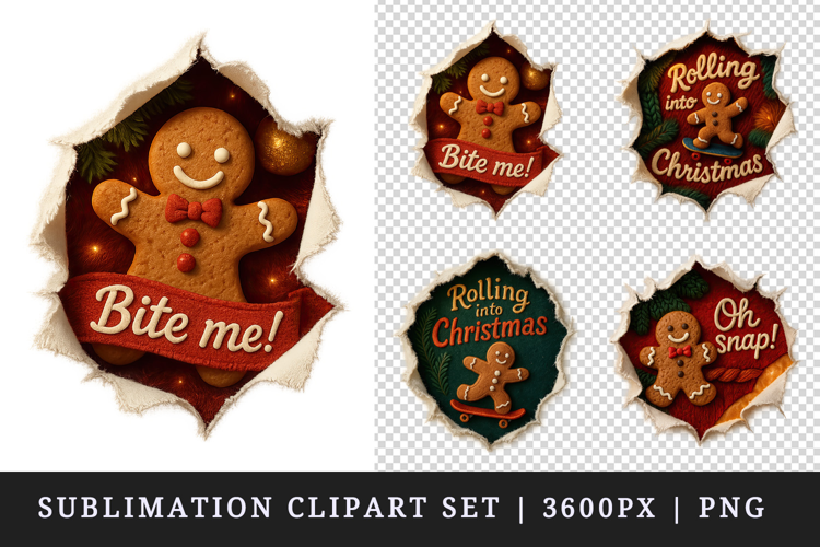Torn Fabric Tear Christmas clipart sublimation design png