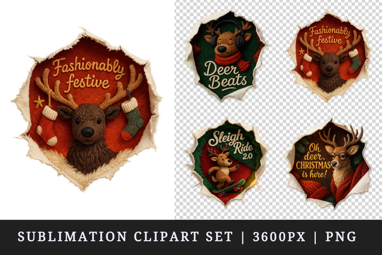 Torn Fabric Tear Christmas clipart sublimation design png