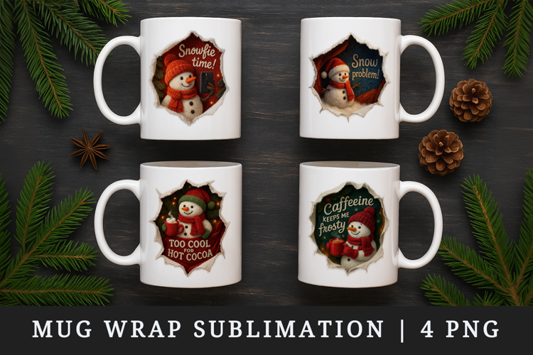 Torn Fabric Tear Christmas mug wrap printable sublimation