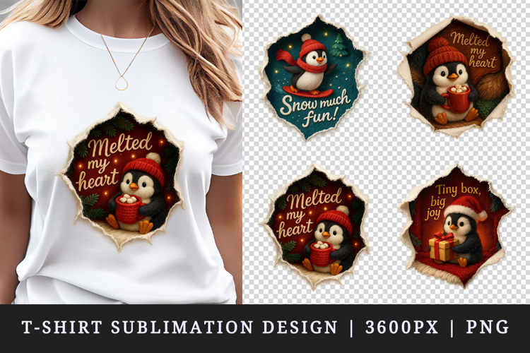Torn Fabric Tear Christmas t-shirt sublimation design png