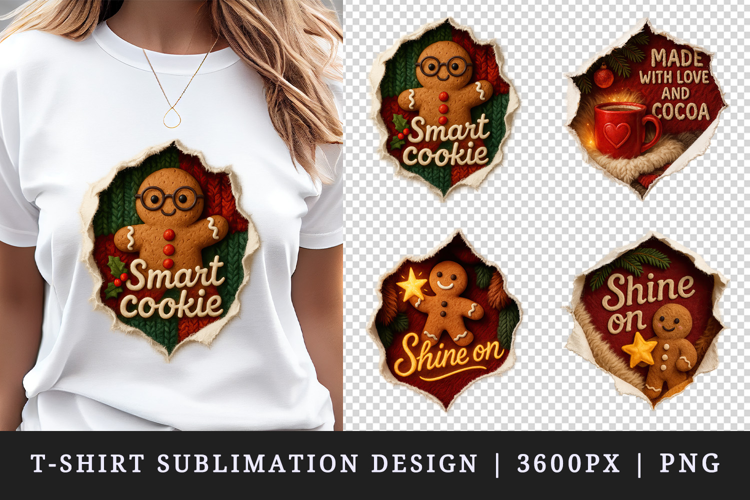 Torn Fabric Tear Christmas t-shirt sublimation design png