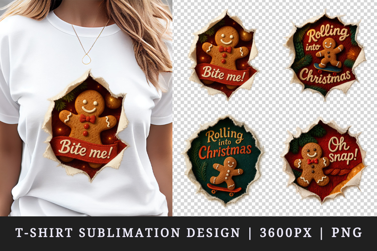 Torn Fabric Tear Christmas t-shirt sublimation design png