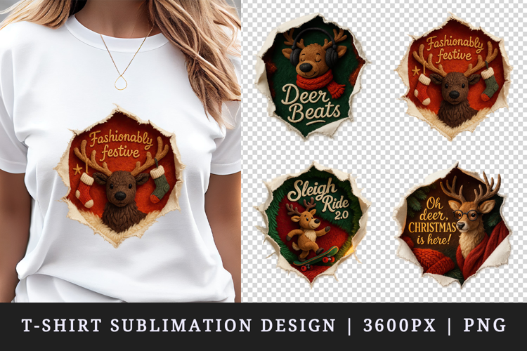 Torn Fabric Tear Christmas t-shirt sublimation design png