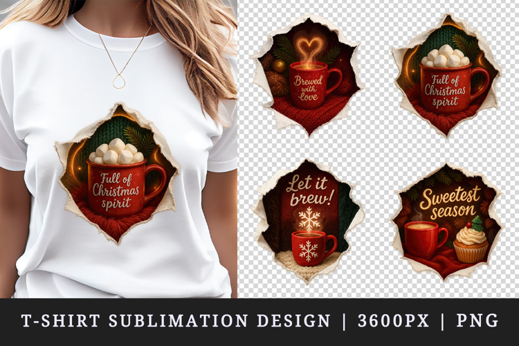 Torn Fabric Tear Christmas t-shirt sublimation design png