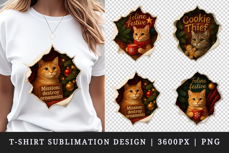 Torn Fabric Tear Christmas t-shirt sublimation design png