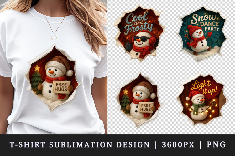 Torn Fabric Tear Christmas t-shirt sublimation design png