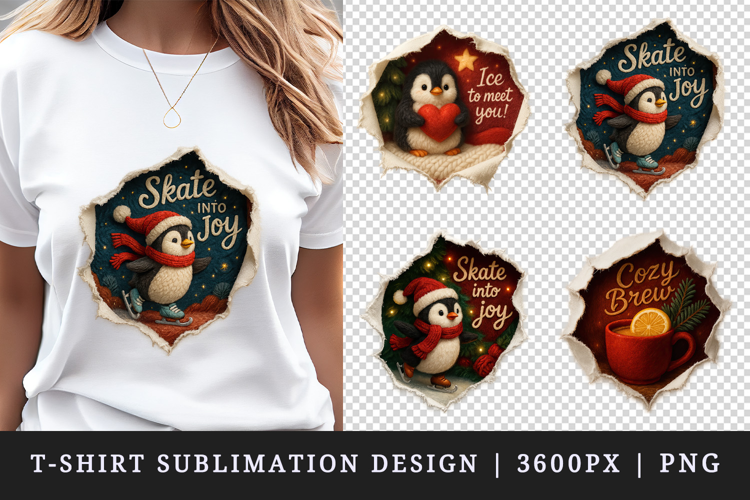 Torn Fabric Tear Christmas t-shirt sublimation design png