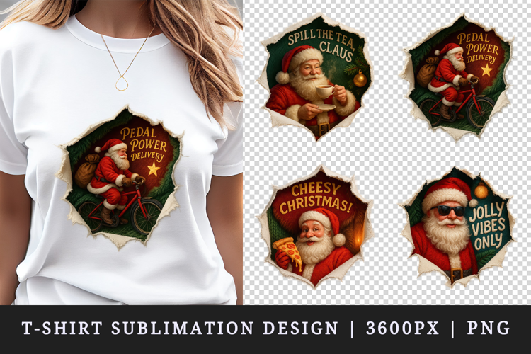 Torn Fabric Tear Christmas t-shirt sublimation design png