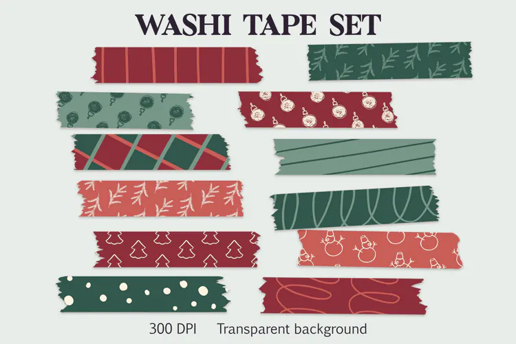 Christmas Decorative Washi Tape. ripped paper