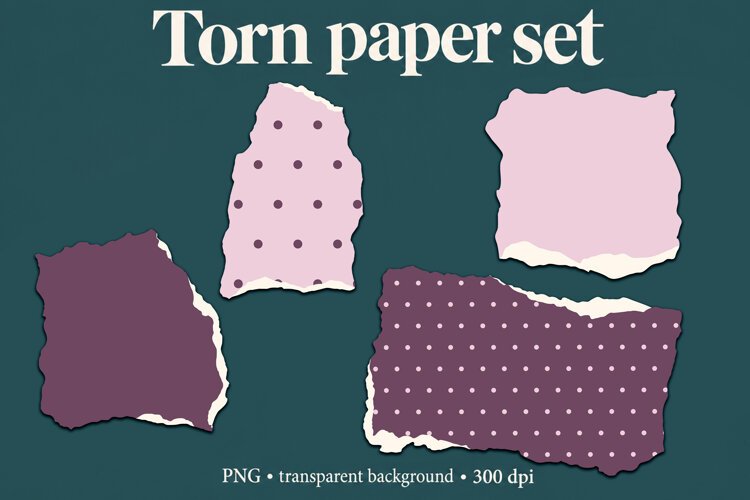 Pink and Plum Torn Paper ripped paper scrapbooking example image 1