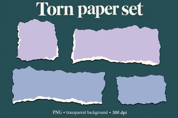 Lavender and Blue Torn Paper ripped paper scrapbooking example image 1
