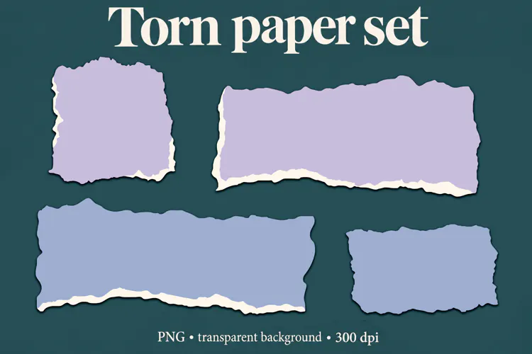 Lavender and Blue Torn Paper ripped paper scrapbooking