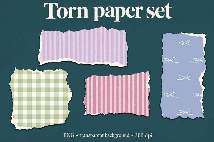 Pastel Coquette Torn Paper ripped paper scrapbooking