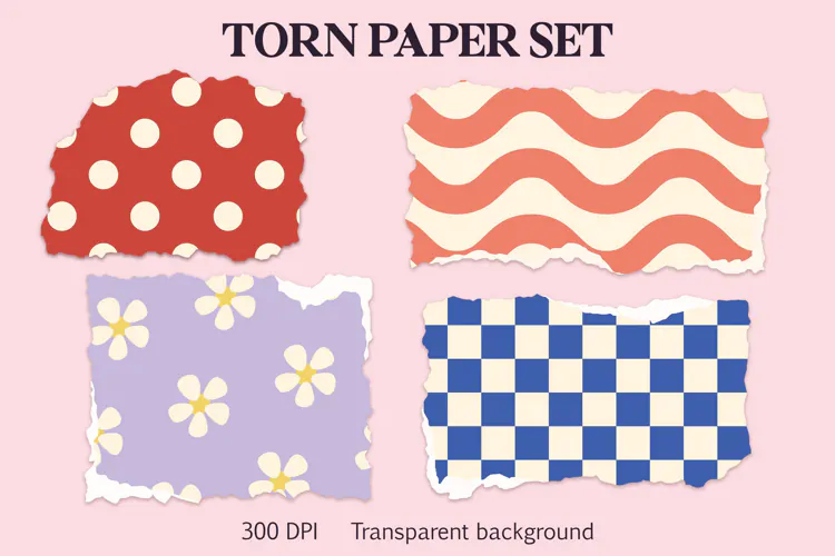 Retro Patterned Torn Paper ripped paper scrapbooking