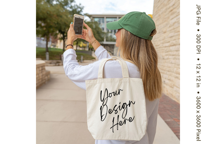 Canvas Tote Bag Mockup Shopping Bag White Natural Blank_110