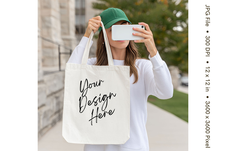 Canvas Tote Bag Mockup Shopping Bag White Natural Blank_111