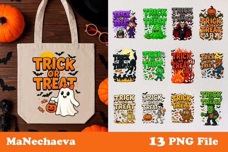 Funny Trick or Treat Bag| Halloween Sublimation Bundle