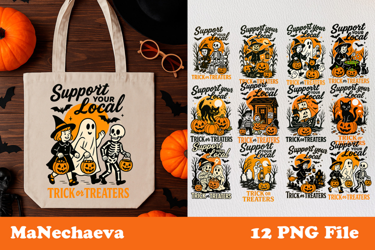 Retro Halloween Clipart Bundle | Trick or Treat Sublimation