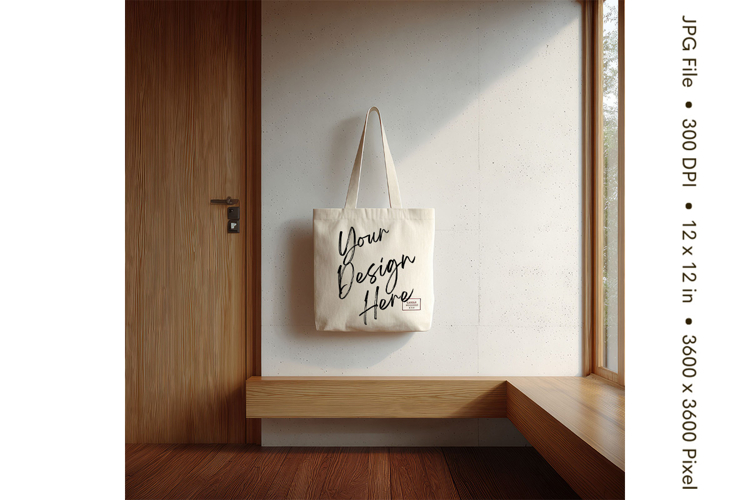 Canvas Tote Bag Mockup Shopping Bag White Natural Blank_34