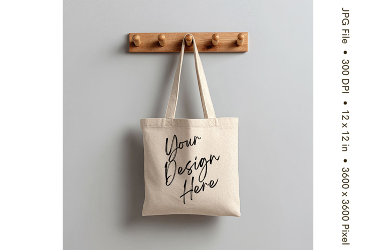 Canvas Tote Bag Mockup Shopping Bag White Natural Blank_36