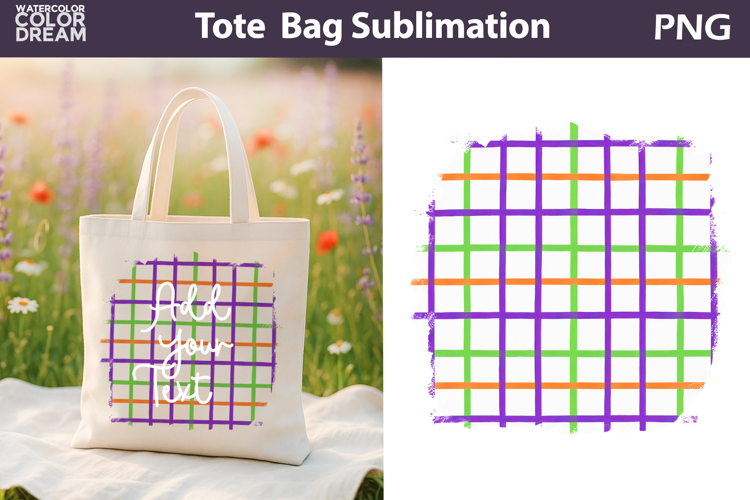 Hand Drawn Purple Tote Bag | Add Your Text Background