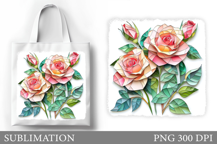 Roses Tote Bag Sublimation. Flowers Sublimation