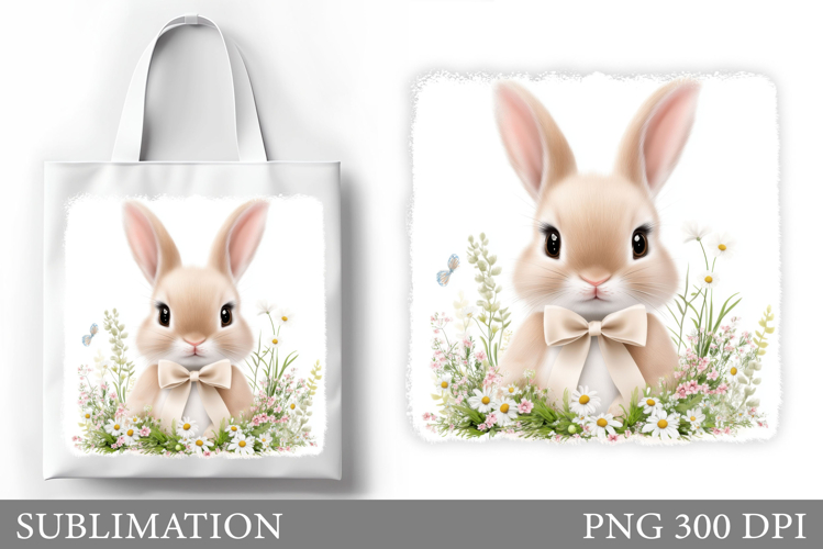 Cute Bunny Tote Bag Design. Bunny Sublimation example image 1