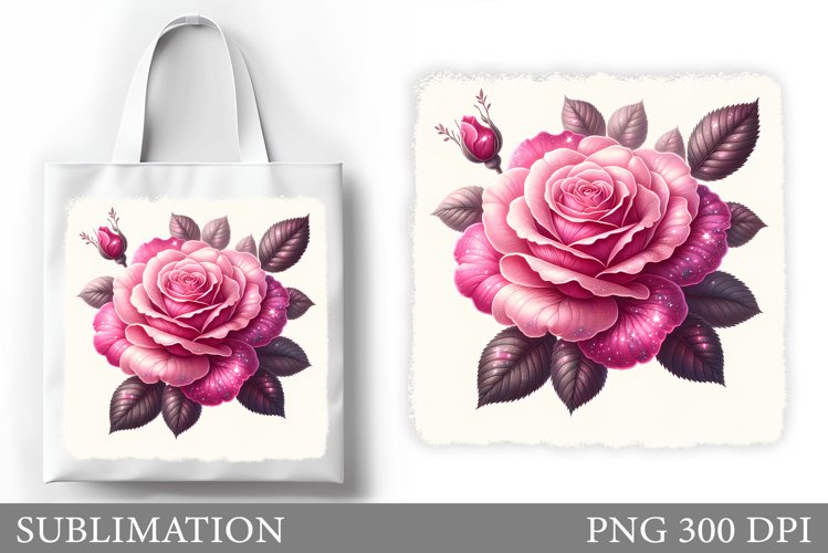 Rose Tote Bag Sublimation. Flowers Sublimation