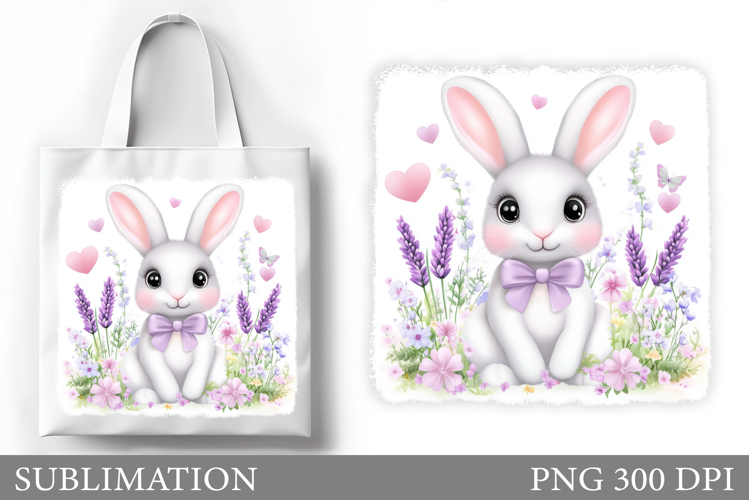 Cute Bunny Sublimation. Cute Bunny Tote Bag Design
