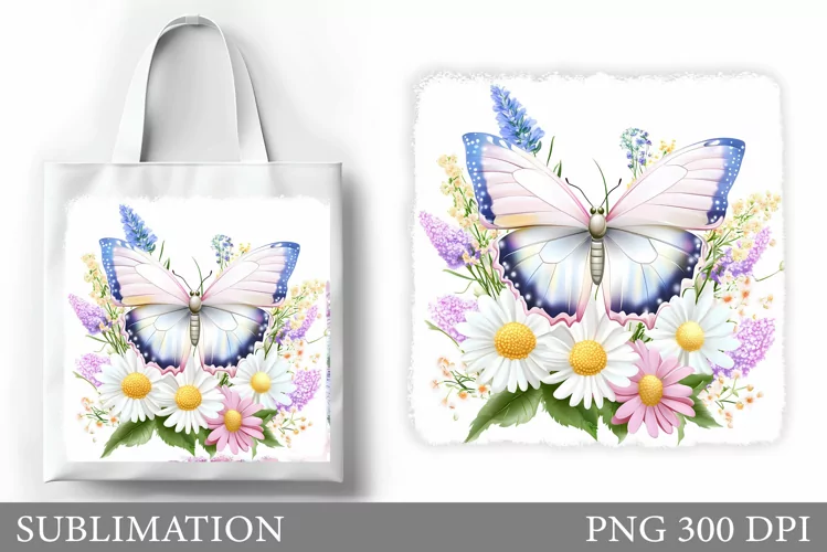 Butterfly Tote Bag Design. Butterfly Sublimation