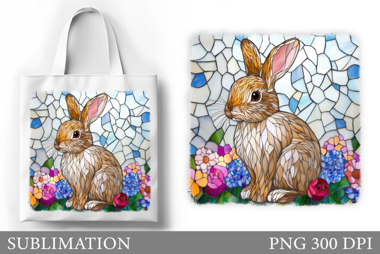 Cute Bunny Tote Bag Design. Bunny Sublimation example image 1