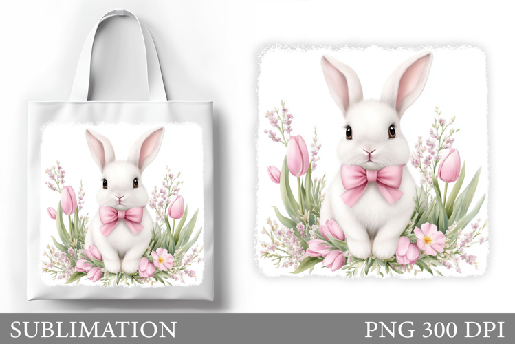Cute Bunny Sublimation. Cute Bunny Tote Bag Design