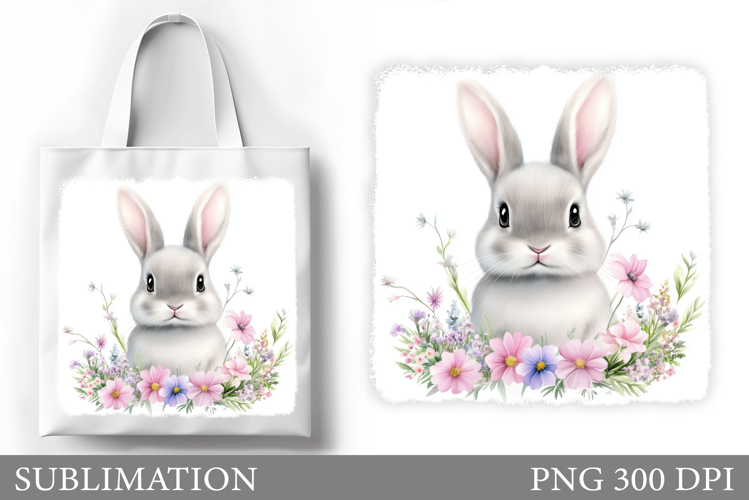 Cute Bunny Tote Bag Design. Bunny Sublimation