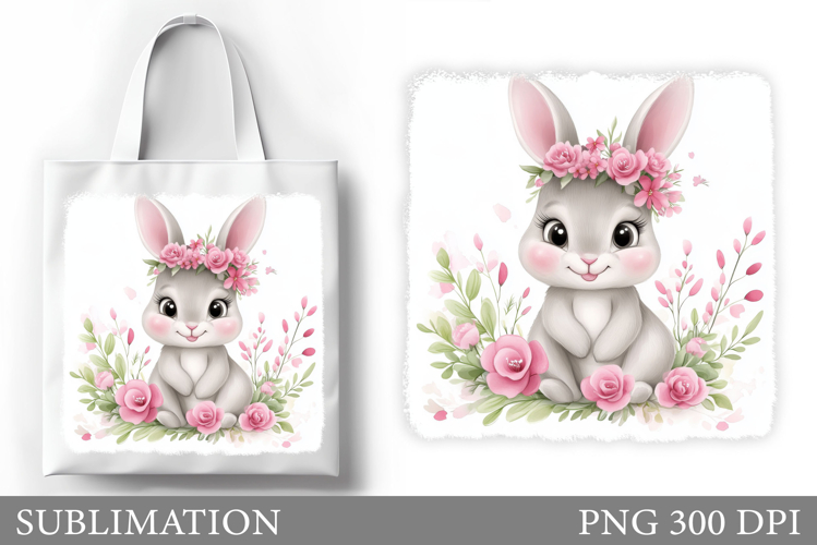 Cute Bunny Sublimation. Cute Bunny Tote Bag Design example image 1
