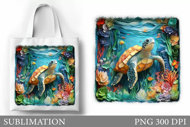 Sea Turtle Tote Bag Sublimation. Turtle Sublimation